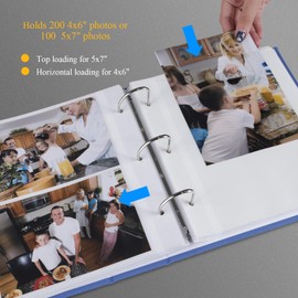 1DOT2 Photo Album 4x6 Photos Hold 200 or 5x7 Pictures Hold 100, 3 Ring Binder Photo Albums Linen Cover with 6-Tab Index Dividers Photo Book Acid Free Albums 4x6 5x7 for Family Wedding Baby (Blue)
