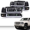 PIT66 LED DRL Headlight Assembly Lamps Compatible with 1999-2002 Chevy