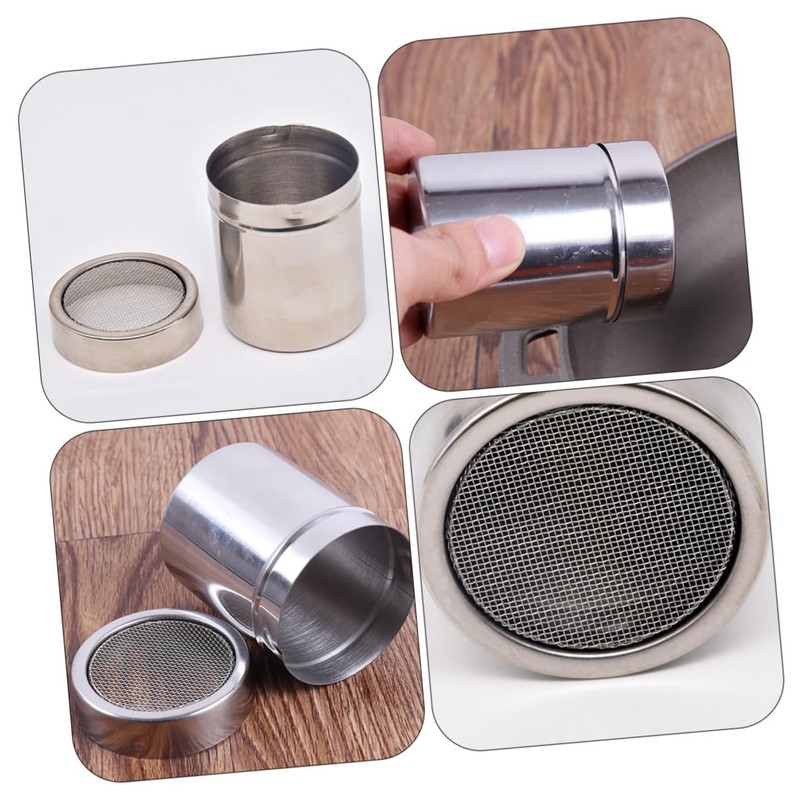 BIUDECO 2Pcs Stainless Steel Cocoa Powder Scoop Fine Mesh Top