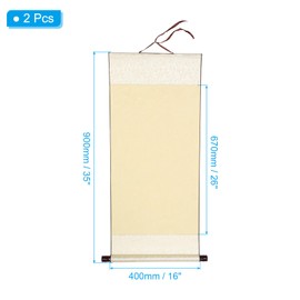 PATIKIL 35x16 Inch Xuan Paper Scroll, 2 Pack Silk Half Raw Ripe Blank Hanging Xuan Paper Chinese Calligraphy Practice Roll for Art Painting Home Decor, Beige