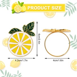 Whaline 6Pcs Lemon Napkin Rings Metal Lemon Napkin Holder Farmhouse Gold Fruit Napkin Buckle for Summer Wedding Dinner Party Birthday Banquet Family Gathering Holiday Table Top Decoration