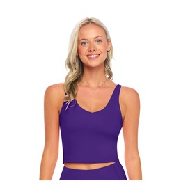 Natural Uniforms Women’s Longline Wirefree Sports Bra Medium Support Padded (Small, Purple)