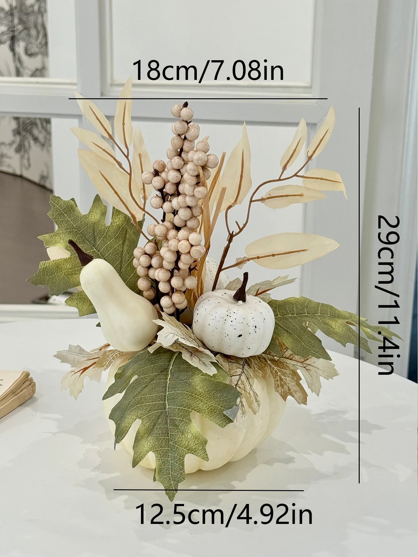 Vellure Pumpkin Fall Decor – Realistic Autumn Foliage and Ornaments, Harvest Festival Home and Party Display