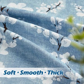 FMFUNCTEX Blue Floral Valance Curtain for Kitchen Windows/Bathroom/Living Room/Bedroom, Blossom Blackout Window Valance Thermal Insulated Rod Pocket Valance Curtains, 50" W x 18" L, 1 Panel