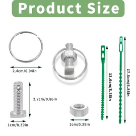 30 Pack-Greenhouse Bolts and Nuts with Rings, Aluminum Cropped T Head Bolts & Nuts (No Assembly Required) with Reusable Plant Ties, Greenhouse Accessories for Climbing Plants