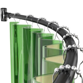 AmazerBath 20-84 Inches Arched Curved Shower Curtain Rod, Heavy Duty Shower Rod Rust Proof Bathroom Curtain Rod, Adjustable Telescoping Design Easy Segmented Installation, Need to Drill, Black