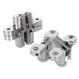 60mm Length Pair of Concealed Stainless Steel Door Hinge Invisible Hidden Silver (Zinc&Stainless Steel, 2-3/8'')