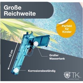TK Gruppe Timo Klingler Set of 3 Water Pistols - Approx. 15 cm with Long-Range Water Pistol, Small Mini For Children