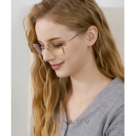 ANYLUV Rimless Blue Light Blocking Glasses Men Women, Lightweight Computer Reading Glasses, Anti Eyestrain Gaming Glasses