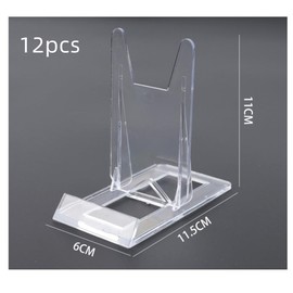 Naisfei 12 Pcs Clear Plastic Plate Stands, Acrylic Stands For Display Plastic Display Holders Picture Plate Holders Clear Mini Easels Stands for Display Pictures Photo and Artworks