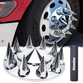 Vitonsbay Chrome ABS Front Axle Cover with 33mm Screw-in Nut Cover for Semi Truck(1Pack)