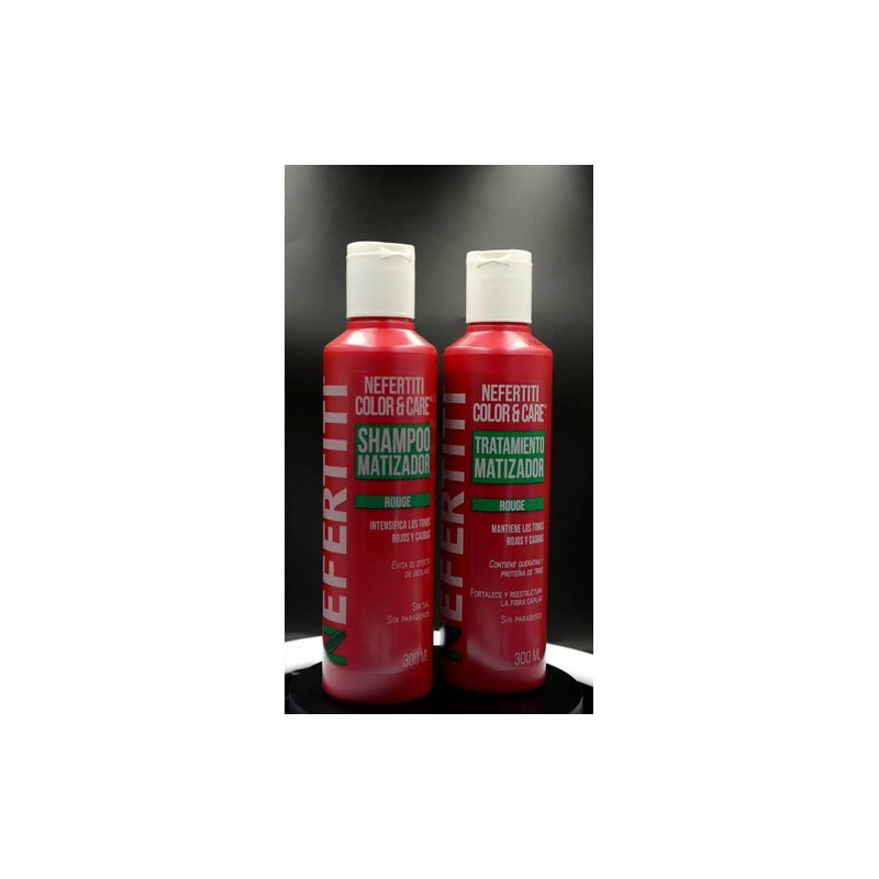 Shampoo Matizador Rojo + Tratamiento Con Keratina Nefertiti