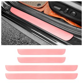 4PCS Car Door Sill Protector,Anti-Scratch Rubber Car Door Protector Edge Guards for Door Steps,Universal Waterproof Door Threshold Strips Exterior Accessories for Car Truck SUV (Pink, Width 1.96")