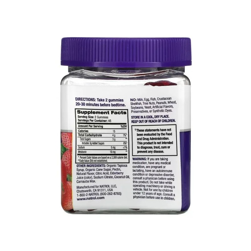 Natrol, Melatonina, Fresa, 10 Mg, 90 Gomitas, Melatonina Es Una
