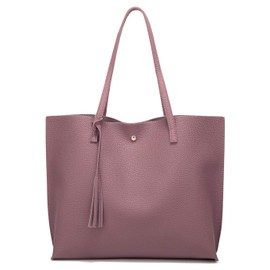 Women's Soft Leather Tote Shoulder Bag Big Capacity Tassel Handbag