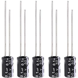 Tnisesm 150Pcs Electrolytic Capacitor 0.1uF 50V with Aluminum Radial Leads 0.1UF-50V-4X7