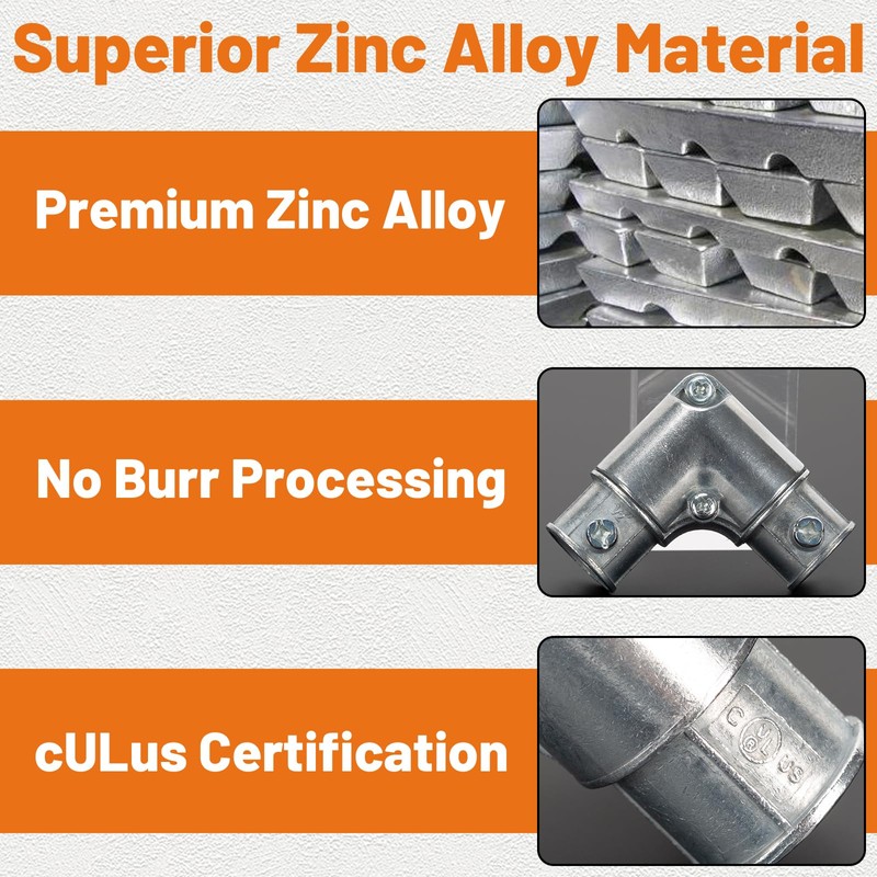 1/2 inch EMT Conduit Fittings Inside Corner Pull Elbow Zinc
