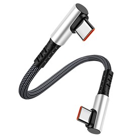 MISYNLON Short Right Angle USB C to USB C Cable, Type C 6A Fast Charging Cord Support Sync Data Transfer 90Degree Type-C Carplay Cable for IP15/16/Plus/Pro/Pro S20 S10 S9 S8 Plus-25cm