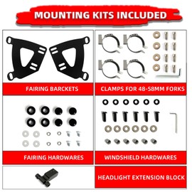 FATECIM Motorcycle 5.75" Headlight Fairing with 11" Dark Smoke Windshield Windscreen & 48-58mm Mounting Kit Headlight Extension Block For Harley 2018 2019 2020 2021 2022 Softail FXBB Street Bob