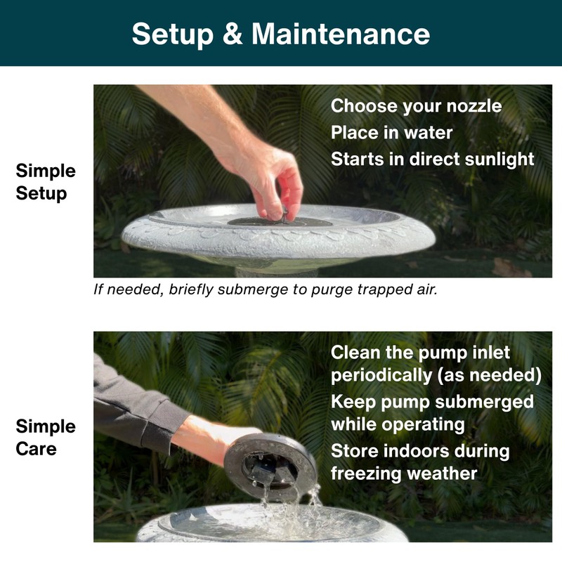 AUSTRAM Solar Fountain for Bird Bath 3W with 6 Spray