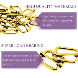 Swpeet 60Pcs 5/4 Inch - 32mm Gold Metal Rings Metal Rectangle Adjuster Triglides Slides Buckle, Roller Pin Buckles Slider Strap Adjuster Keychains for Belt Bags DIY (Gold, 5/4 Inch)