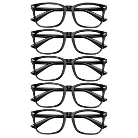 AIMISUV 5 Pack Reading Glasses Men Women, Blue Light Blocking Computer Readers UV Glare(Black, 0x)