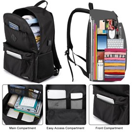 LIBENED School Backpack Teen Boys and Girls, Classical Basic Backpack, Black, 17.3 Inch