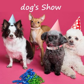 Blue Dog Pearl Necklace,Rhinestone Crystal Bling Luxury Beaded Small Dog Necklace Fancy Pretty Cute Diamond Jewel for XXS XS Small Medium Female Girls Kitten Pet Puppy Wedding,XXSmall