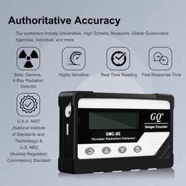 GQ GMC-SE Geiger Counter Radiation Detector Beta Gamma X-ray Portable Radiation Monitor Meter Digital Nuclear Radiation Dosimeter, Automatic Data Recording Device, Drop-Proof Silicone Case (Black)