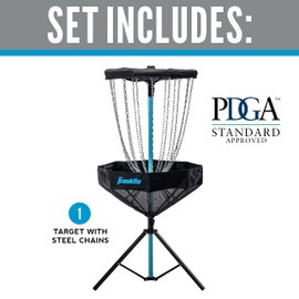 Franklin Sports Disc Golf Basket - PDGA Approved - Elite Portable Disc Golf Target Basket Set with Premium Metal Chains + Canvas - Equipment + Hole Stand