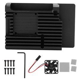 Case for Raspberry Pi 4 Aluminum Alloy Protective Enclosure with Venting Fan DC5VBlack