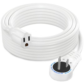 ELECTERY 360° Rotating Flat Plug Extension Cord 15 Ft 16 AWG White Extension Wire, Power Cord for Indoor and Office Use, Slim Plug Fit’s in Small Spaces ETL Certified