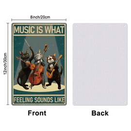 SUPERDANT Cat Music Vintage Metal Tin Sign Music Is Was Sich Wie Gefühl Anhört Retro Metal Tin Signs Music Room Signs Kitten Vintage Decoration for Home Bars Cafés Pubs Retro Decoration