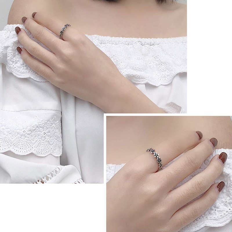 SNORSO Blossom Flowers Adjustable Rings for Women Interwined Flowers Boho