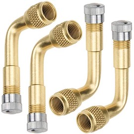 Mellbree 4-Pack Tire Valve Extension, 90 Degree Schrader Tire Valve Stem Extension Brass Adaptor Compatible for Passenger Cars, Stroller, Bicycles, Motorcycles, Trailers, RV and Recreational Vehicles