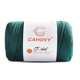 CAHOVY 400g T-Shirt Yarn Crochet Yarn for Beginner Crochet Bags/Basket/Coaster,400G/110yds High Elastic Polyester Thick Tshirt Dark Green