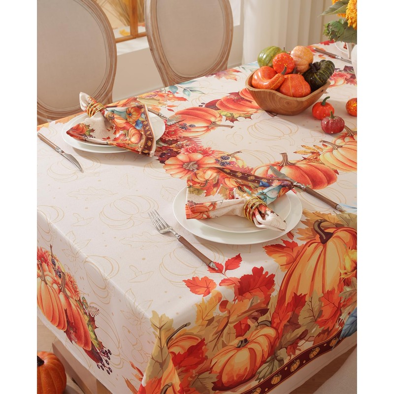 Honellaty Thanksgiving Tablecloth for Rectangle Tables, 60 x 84 Inch