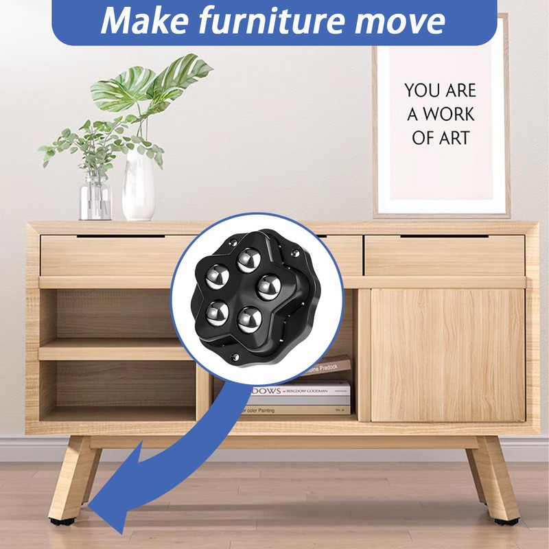 8Pcs Self Adhesive Caster Wheels Stainless Steel 360° Swivel Low