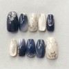 Medium Square Press on Nails Blue White Cat Eyes Fake