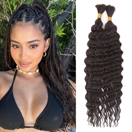 CHARSUN Deep Wave Braiding Hair Curly Bulk Synthetic Hair Extensions For Women Wet and Wavy Braids Extensions for Boho Box Braids No Weft 2Bundle/Pack Hair Extensions(4#)