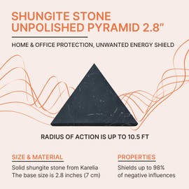 Shungite Stone Protection Pyramid 2.8" | Authentic Shungite Stones Protection Unpolished Pyramid 2.8 inches (7 cm) | Black Stone Crystal Pyramid for Whole House Protection and Meditation PN05