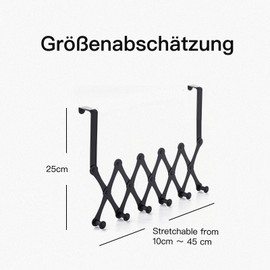 ORARTMM Door Hook for Hanging with 5 Hooks, Strong Coat Hook for Door, Door Hook for Hanging Jackets, Bags & More, Space Saving Door Hooks for Bathroom, Bedroom (1 Pack, Black)