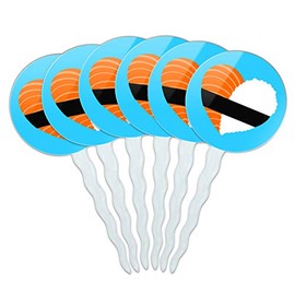 GRAPHICS & MORE Japanese Salmon Sushi and Rice Heart Cupcake Picks Toppers Decoration Set of 6