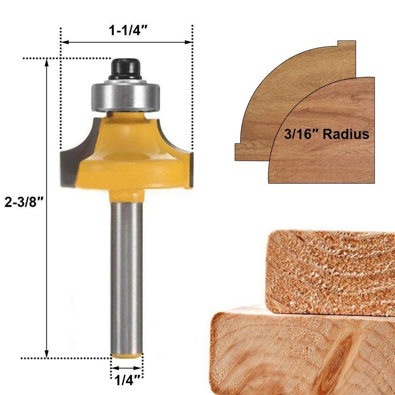 Bestgle 4 Packs 1/4 Inch Shank Roundover Edging Router Bit
