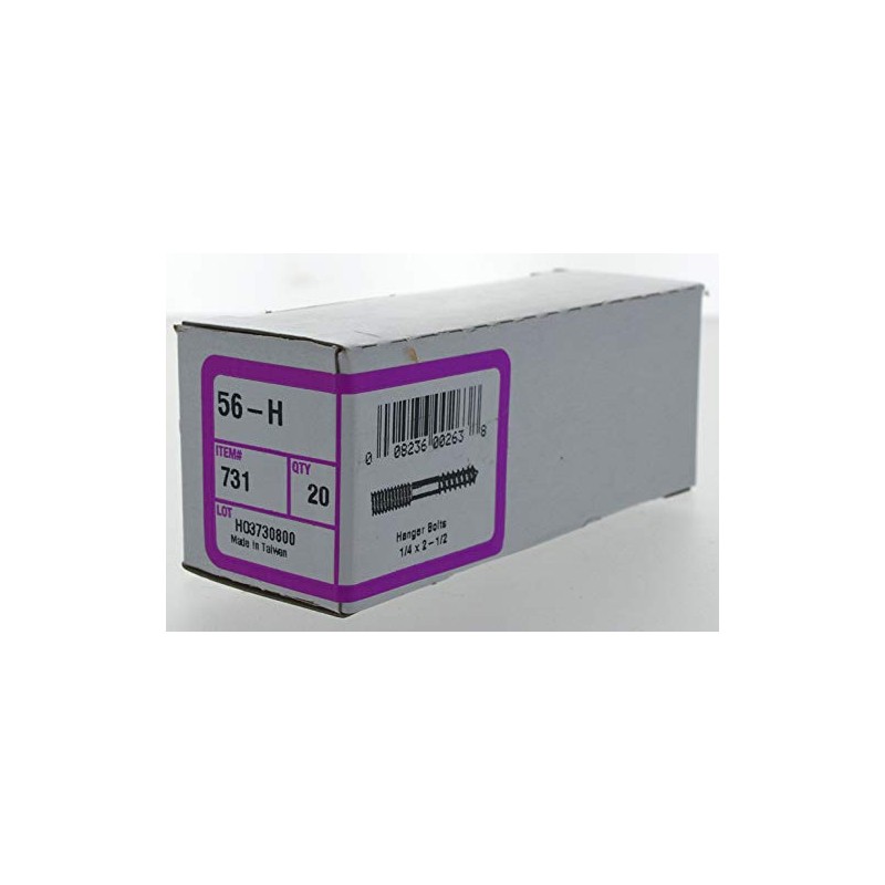 Hillman 731 Hanger Bolt 1/4 x 2 1/2 In. 20-Pack,Zinc