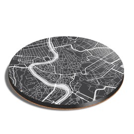1 x Round Coaster - Rome Italy Urban Street Map Cork Backed MDF Glossy Tea Coffee Accessory #3622