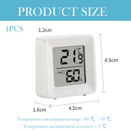 4 Pcs Room Thermometer, Thermometer Room Temperature, Digital Thermometer Room, Indoor Outdoor Hygrometer with High Accuracy for Home Office Baby Room