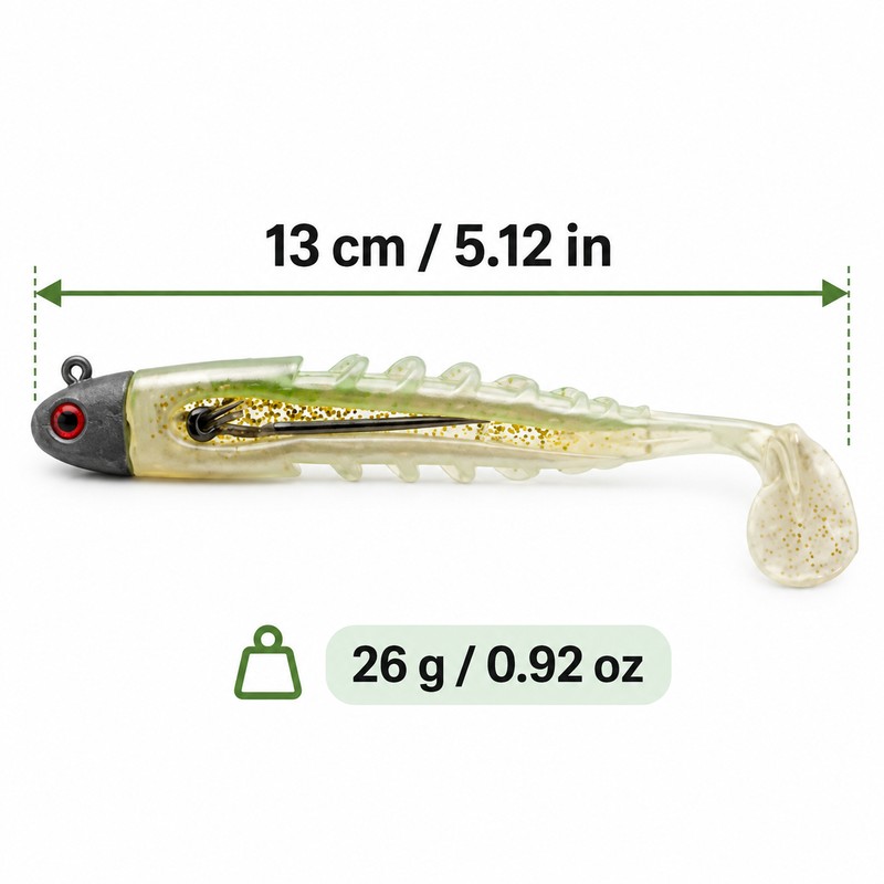 T-Tail Jig Head Soft Fishing Lure with Barbed Hook, Sinking