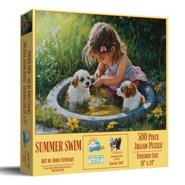 SUNSOUT INC - Summer Swim - 500 pc Jigsaw Puzzle by Artist: John Stewart - Finished Size 18" x 24" - MPN# 77087