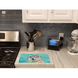 Caroline's Treasures DAC2548LCB Samoyed Hippie Dawg Glass Cutting Board Large Decorative Tempered Glass Kitchen Cutting and Serving Board Large Size Chopping Board